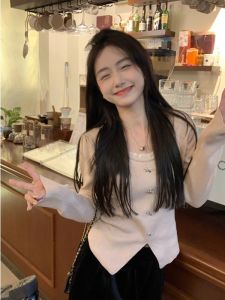 Áo Len Dệt Kim Cổ Chữ V Ôm Vừa Vặn Mùa Đông Mới Đa Năng Thắt Nút Bướm Tách Rời Ngọt Ngào Ngọt Ngào Áo Len Nữ