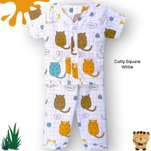 Belovya Baju Tidur Anak Tanpa Kerah Laki-Laki Usia 1-12 Tahun Motif Kucing whitee kado ulang tahun anak