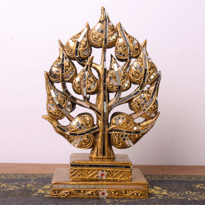 Thailand Solid Wood Carving Living Room Log Chinese Zen Southeast Asian Decorative Furniture Ornament Bodhi Tree Overall Decoration