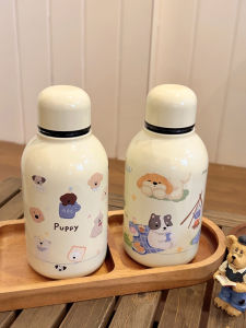 ถ้วยกาแฟขนาดเล็กแบบพกพาสไตล์เรโทรสำหรับผู้หญิงรักสุนัข ถ้วยดื่มน้ำแบบทนทานสำหรับการเดินทาง ที่ปรึกษาด้านอาหารและเครื่องดื่ม