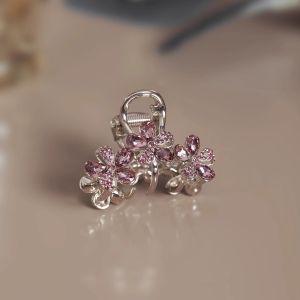 Cao cấp Kim cương nhân tạo màu tím kẹp tóc hình hoa phụ nữ trở lại của đầu nửa buộc tóc Grip tinh tế phong cách Hàn Quốc Phụ kiện tóc