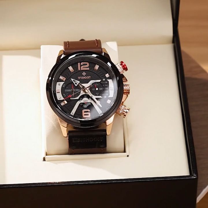 WISHDOIT Jam Tangan Pria Anti Air Cowok Kulit Men Watches