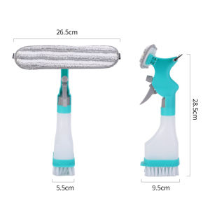 Multi-Functional Window Cleaning Brush Set Double-Sided Glass Squeegee And Non-Slip Handle Sponge Scrub for Mirror Door