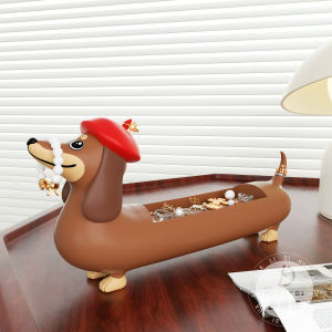 กล่องใส่เครื่องประดับรูปหมาแฮนด์เมกิ้งสไตล์เรโทร ชั้นวางของสำหรับจัดแสดงของเล่นตุ๊กตา ชั้นวางของตกแต่งโต๊ะทำงาน สไตล์เรโทร ขนาดเล็ก