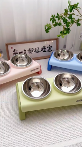 Chén ăn nghiêng 2 ngăn chống gù lưng cho Chó Mèo (hàng mới) - Love Pets Shop