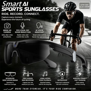 AI Smart Cycling Glasses 3D Dual Anti-shake 800W HD Camera Voice Assistant WIFI Transmission IP66 TR Lightweight Cycling Glasses