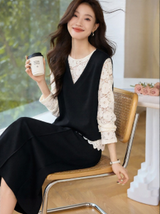 MOHANYIMEI | Lace and Jacquard Design Vest Dress Suit Set