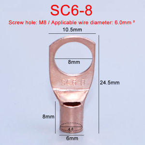 YanXi 5/10PCS SC4 SC6 SC10 SC16 SC25 Copper Lug Ring Wire Connectors Bare Cable Electric Crimp Terminal Connector Kit