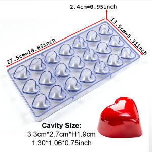 1Pcs Chocolate Mold Polycarbonate Heart Shape Candy Confectionery Mold Baker Valentines Day Baking Pastry Tools
