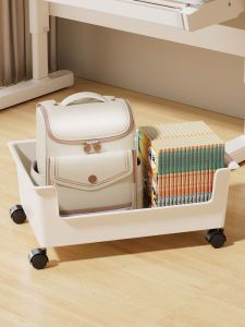 Wheeled Bookshelf under Desk Workstation Organizer Office Placement Tool Desktop Book Storage Box Plastic No Drilling Required