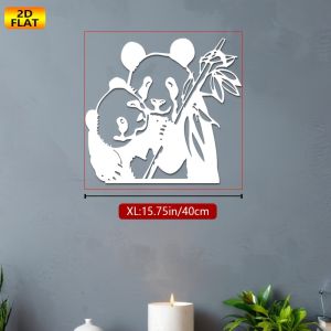 CIFbuy | CIFBUY Metal Wall Art Panda Wall Decor 2D Flat Animal Sculpture Creative Gift for Indoor Outdoor Living Room Bedroom Patio