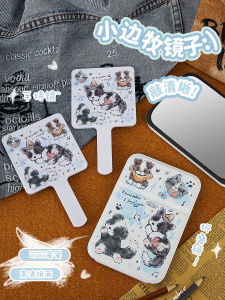 Portable Mini Makeup Mirror Cute Style Student Dormitory Handheld Rechargeable Lighted Cosmetic Mirror for Women