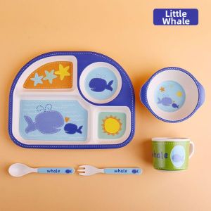 MEISITEKEKE | Cute Cartoon Divided Plate Set Bamboo Fiber