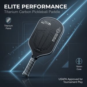 HONOLULU SWORD&SHIELD J2Ti Pickleball Paddle Polyester Carbon Weaved Face Polymer Honeycomb Core 16MM Thickness Textured Surface