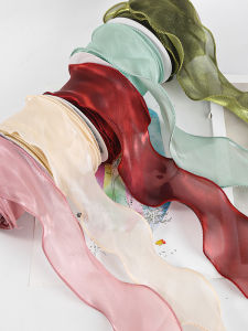 Brides 6cm Lily Silk Satin Fish Tail Ribbon Butterfly Knot Hair Accessory Flower Bouquet Packaging for Florist Cake Gift DIY