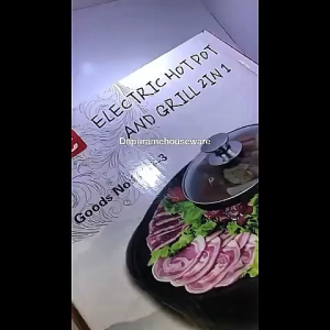 H105 ORI 100% 2in1 ALAT MASAK HOTPOT BBQ GRILL PANGGANG PANCI LISTRIK ELEKTRIK 33CM Voltage:220V 50Hz Electric Goreng Barbecue Pan Machine Hot Pot 2in1 menggoreng sedikit minyak menyiapkan hidangan lezat matang pemanasan memasak makanan SHABU BUIGOGI REBU