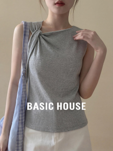 Basic House | Elegant Off-Shoulder Knot Sleeveless T-shirt for Women Summer