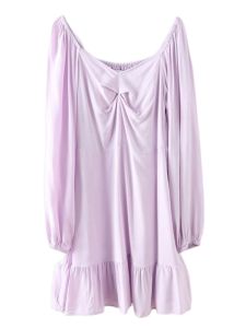 Váy Dài Tay Bồng Cổ Vuông Màu Trơn Thanh Lịch Sang Trọng Cho Nữ Mùa Thu 2022 Váy Ngắn Bằng Sợi Cellulose 100%