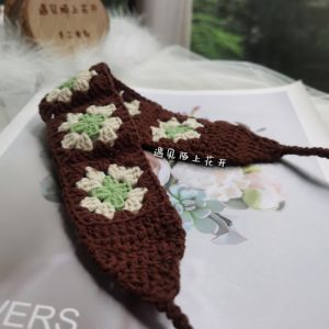 ผ้าคาดผมสไตล์ย้อนยุคแบบถักด้วยมือสำหรับผู้หญิง ผ้าคาดผมแบบผูกหัวไม่ทึบ หน้าเล็ก ขนาดใหญ่ วัสดุขนสัตว์ แฟชั่นใหม่