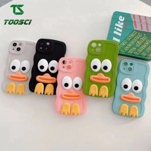 For iPhone 14 Pro Max iPhone 14 Plus iPhone 13 Pro Max 13 mini 12 Pro Max 12 mini 11 Pro Max XS Max XR 7 Plus 8 Plus 6 Plus 6S Plus Cute 3D Stereo Cartoon Funny Duck Toys Phone Case HP Wave Border Soft TPU Back Cover