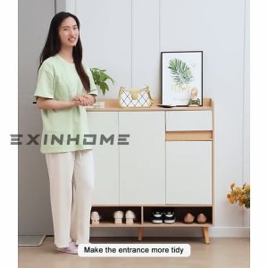 Optimize Your Living Room with a Wooden Shoe Rack & Storage Cabinet