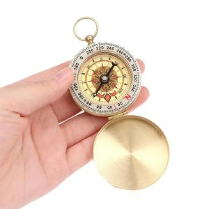 Pure Copper Flip Cover Compass Luminous Waterproof 360 Degree Rotation Pocket Navigation Tool Survival Gear for Adventure