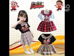Baju Setelan Hari kemerdekaan 17 Agustus Pakaian Anak Perempuan Dress Kostum Dirgahayu RI
