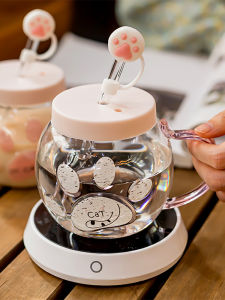 INS Internet Celebrity Straw Glass Cup Cute Cat Claw Water Cup Girl Good-looking Office Heated Coffee Cup