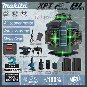 Makita 16 Lines Adjustable Laser Level for Construction Lazer Leveling Tools 360° Remote Control Leveling Measuring