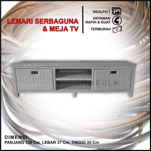 MEJA TV/DVD 2 KOTAK LACI TERBARU COD MURAH GARANSI 100% LEMARI ROTAN SINTETIS FULL SATU WARNA WARNI DVD / BUFFET TV / MEJA TV Termurah / Rak Buffet Rattan 2 Susun Samping / Tempat TV dan DVD Rottan Minimalis P 128 X L 37 X T 35