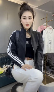Korean Style Age-Reducing Best Selling Short Coat Womens Baseball Uniform for New Arrival Stripes Zipped Stand Collar All-Matching Western Style in Spring 2024