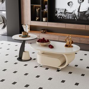 MINGZUO | Marble Material Luxurious Oval Coffee Table