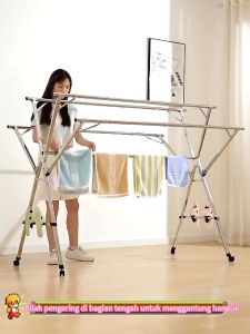 Foldable/Extendable Five pole 240cm Cloth hanger Ampaian baju Stainless Steel /Cloth drying Rack/Penyidai Baju Rak 曬衣架