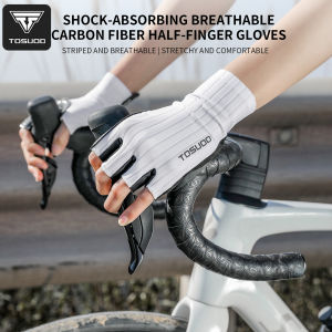TOSUOD Cycling Gloves Silicone Padded Shock Absorbing Gloves Antislip Ice Silk Gloves for Men Women With Extended Wrist Guard
