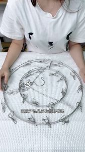 Móc dù tròn Inox phơi treo đồ lót tất vớ 20 móc kẹp có khóa chống gió Akii Home MT22