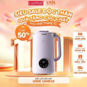 Máy làm sữa hạt đa năng Unie UMB10 dung tích 1L 8 chức năng xay nấu linh hoạt máy nấu sữa hạt xay sinh tố nấu cháo...lưỡi dao 8 cánh inox 304 xay nấu nhuyễn mịn - Bảo hành 12 tháng