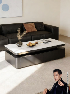 OUQI | Modern Luxury Rock Slab Tea Table Rectangular Drawer
