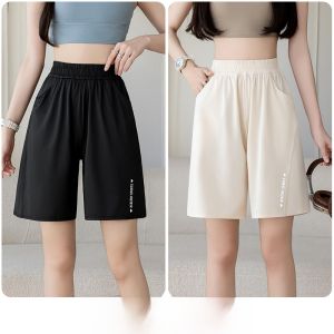 MiiOW | Quần short Ice Silk Five-Four cho nữ mùa hè cạp cao rộng rãi mát mẻ quần áo mặc nhà có túi quần ngắn mỏng