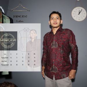 Kemeja Batik Pria Slimfit Motif Kepayon Merah Marron