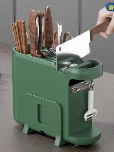 Kitchen Multi-Function Storage Rack Knife Holder Drain Spoon Utensil Chopsticks Organizer with Sharpening Stone Home Use