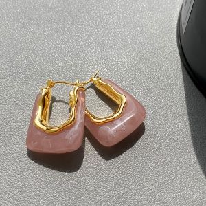Green Pink Transparent Resin Earrings For Women Geometric Irregular Stud Earrings 2023 New Trendy Ear Jewelry for Party B