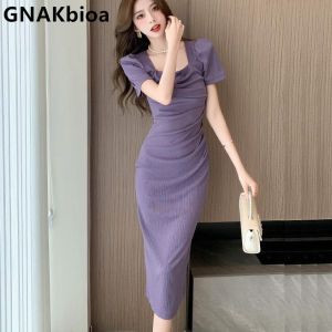 Temperament Womens Dress New Short Sleeved Clothing Fashion Peach Heart Collar Design Waist Slimming Party Dinner Dresses