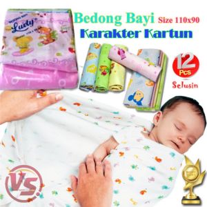1 LUSIN Kain Bedong Bayi 110x90cm-Selimut Bayi Bedong bayi Luvly Motiv Lucu-Vegasus Store(COD)