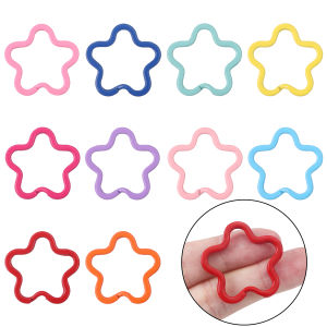 2/5Pcs/lot 33x34mm Colorful Plum Blossom Key Ring Flower Shape Metal Key Rings Split Rings for DIY Jewelry Making Handmade Cute Keychain Accessories