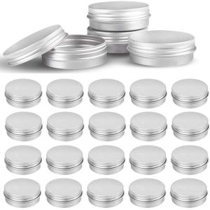 10Pcs 5g 10g 15g 20g 30g 50g Empty Silver Aluminum Tins Cans Screw Top Round Candle Spice Tins Cans with Screw Lid Containers