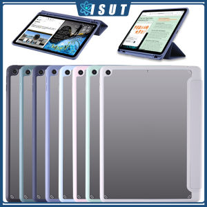 Rebound Magnetic Smart Case 10.2 Inch Shockproof Protective Case Acrylic Pen Slot Protective Case Tablet Leather Case Clear Casing For iPad 7/8/9 (Black)