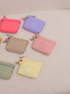 NAELIN Solid Color Women Wallet with Keychain Nylon Coin Purse Portable Waterproof Zipper Clutch Ladies
