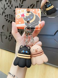 Rotatable Capybara Badminton Keychain Bag Ornament 2025 New Childrens Bookbag Hanging Decoration Chain Gift