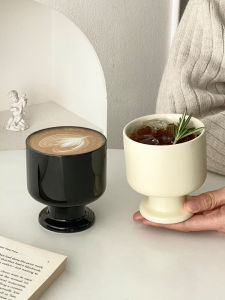 French Style Ceramic Coffee Cup Artistic Handheld Tall Cup American Latte Cup Special for Pulling Flower Design No Accessories