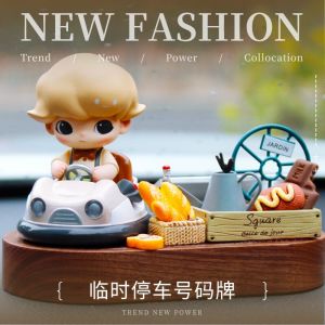 ป้ายจอดรถ Dimoo พวงมาลัยสุดน่ารักสำหรับผู้หญิง ป้ายจอดรถแบบเคลื่อนที่ อุปกรณ์ตกแต่งภายในรถยนต์ ป้ายจอดรถแบบซ่อน วัสดุไม้